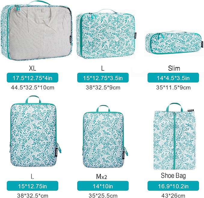 Bagail Ultralight Compression Cubes 7 Set - 3 Packing Cubes, 3 Organizers, and 1 Shoe Bag - Image 2