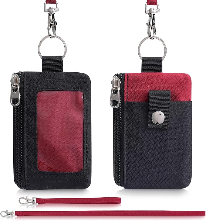 Artpaxy Minimalist Wallet For Mens Womens, Keychain RFID Blocking Zipper Small Wallet with ID Window 2 Lanyards,Water Resistant Travel Cash Card Coin Case Boys Girls - Image 7