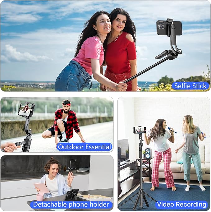 Auto Face Tracking Tripod for iPhone with Light, No APP Needed 63" Tripod | iPhone Stand for Video Recording, Selfie Stick Tripod Follows Your Movement with Remote for Content Creator Vlog Live - Image 3