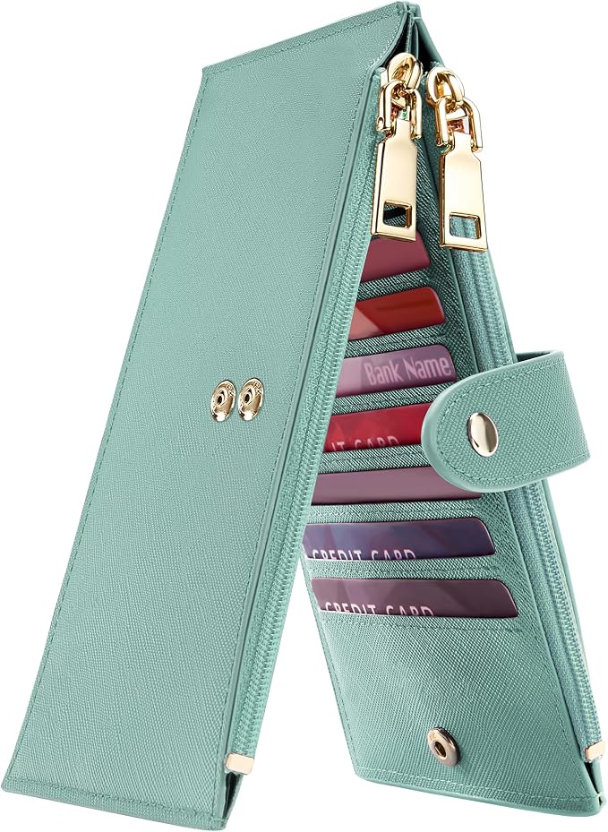 Travelambo RFID Wallet Women Large Size Bifold Multi Card Wallet Case with Zipper Pocke Credit Card Holder for Women by Travelambo