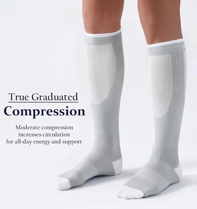 Bevigorio Compression Socks for Women Men 15-20mmHg Circulation Cushion Knee High Support Socks Athletic Daily - Image 2