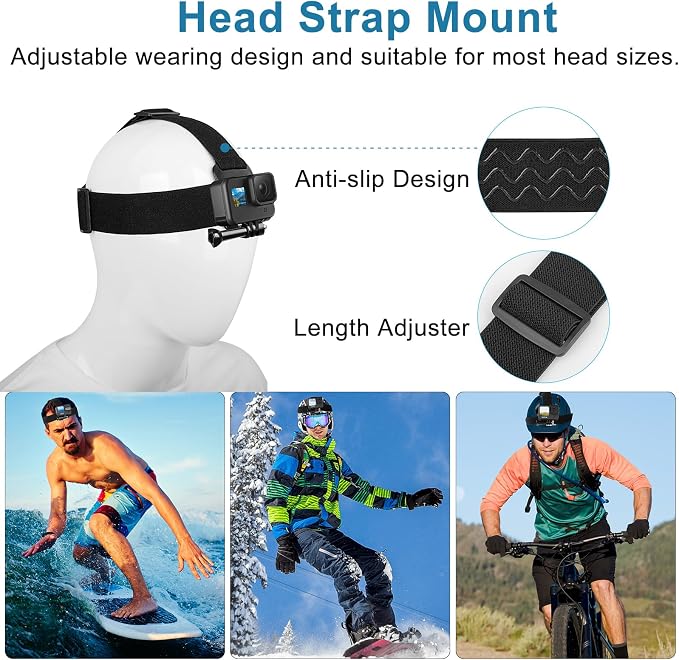 Chest Mount Harness, 4 in 1 Accessories Kit Compatible for Gopro Hero 13/12/11/10/9/8/7/6/5/4/3,Head Strap Mount,360°Rotation Wrist Strap Mount,Backpack Clip Holder,Adjustable Action Camera Mount Set - Image 4