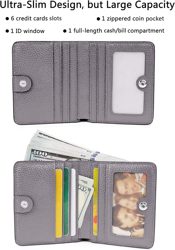 Small Leather Wallet for Women, Ladies Credit Card Holder RFID Blocking Women's Mini Bifold Pocket Purse - Image 2
