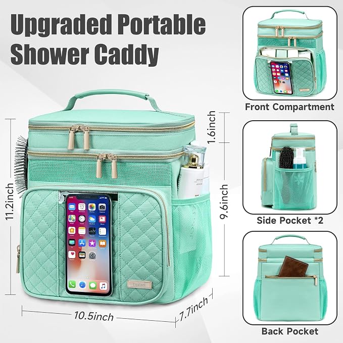 Tealari Large Toiletry Bag for Women Men,Bathroom Bag,Water Resistant Shower Bag,Makeup Bag,Portable Shower Caddy for College Dorm,Hanging Travel Toiletry Bag with Transparent Waterproof Phone Pocket - Image 4