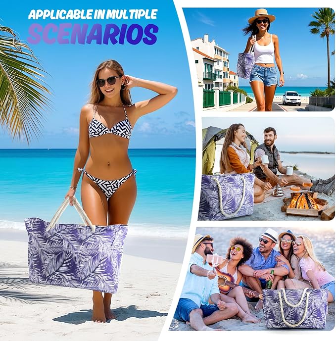 SRISE Large Beach Bag for Women & Men, Beach Bags Waterproof Sandproof, Travel Tote Bag, Swim Pool Bag for Family Outdoor - Image 2