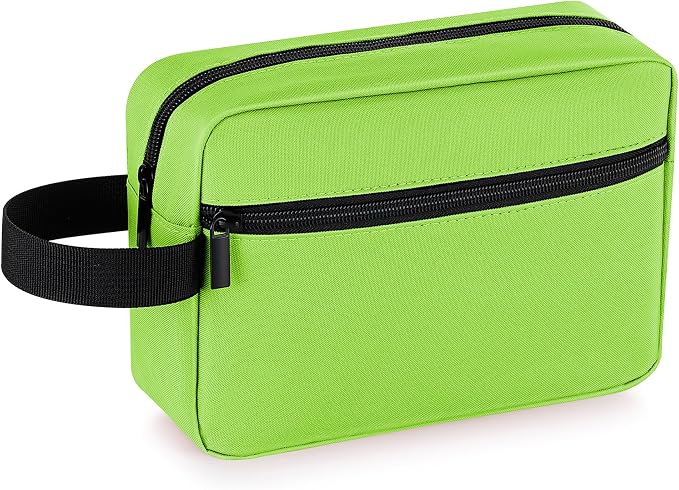 Elviros Travel Toiletry Bag for Women and Men,Lightweight Makeup Bag Hanging Dopp Kit with Shaving Compartment Cosmetic Organizer Small Tool Bag Travel Essentials,Gifts for Men & Women(Neon Green) by Elviros