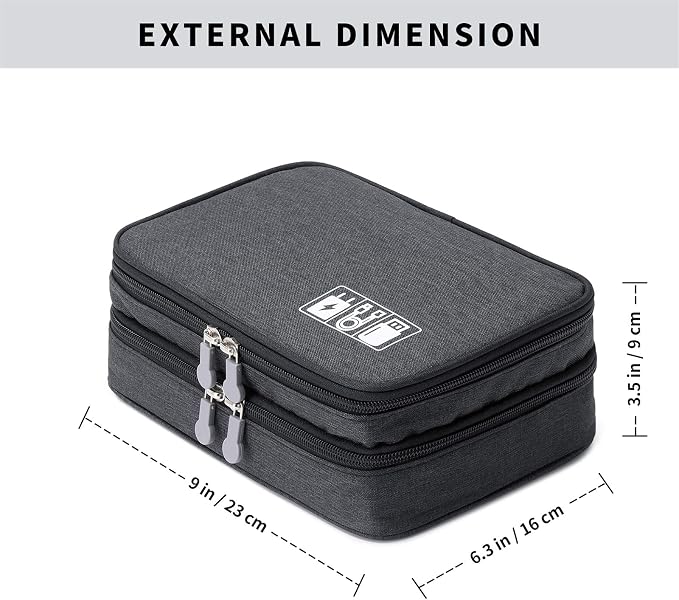 Lanola Travel Cable Organizer Bag, Electronic Accessories Case Portable Double Layer Cable Storage Bag for Cord, Charger, Flash Drive, Phone, SD Card,Personal Items - (Black) - Image 2