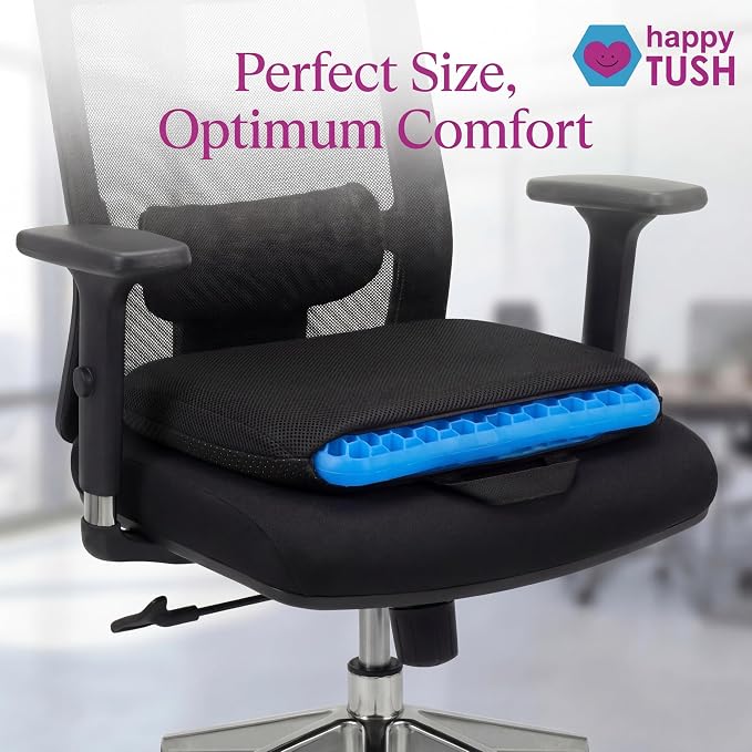 NOVA Happy Tush Gel Cell Seat Cushion, Double-Layer Pressure-Relief Gel, Foldable & Portable, Water-Resistant, Washable Non-Slip Cover, Home, Office & Travel - Image 2