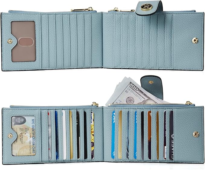 BOSTANTEN Leather Womens Wallet Large RFID Blocking Slim Card Holder | 16 Card Slots, 2 Zipper Pockets, Bifold, Long, Fits Most Purses, Organized Everyday Carry, Ladies Gifts, Blue - Image 5