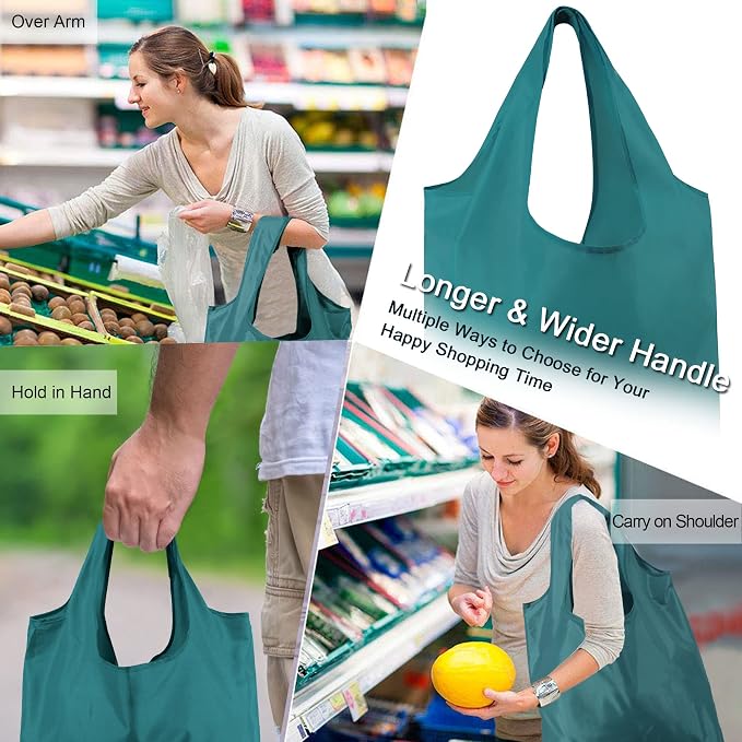 BeeGreen Marrs Reusable Grocery Bags Wholesale Green Reusable Kitchen Bags Bulk Foldable-Machine Washable with Zipper Storage Pouch 50 Packs - Image 5