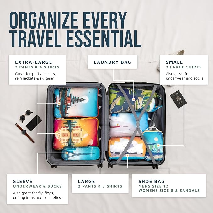 TRIPPED Travel Gear Large Compression Packing Cubes 7-Piece Set for Travel - Image 2