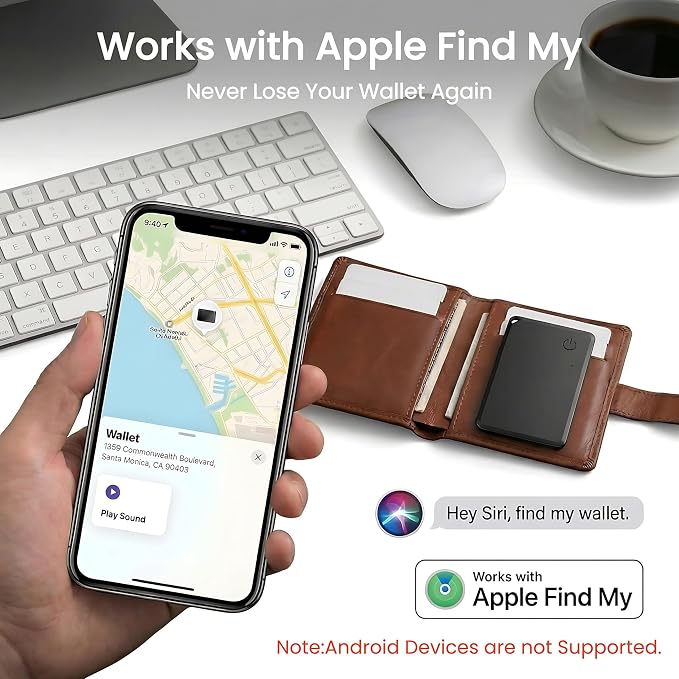 MFi Certified Wallet Tracker Card Compatible with Apple Find My Air Tag iOS | Slim Bluetooth Tracker Card For Wallets Passports Luggage With Rechargeable Battery Waterproof No Subscription Item Locator - Image 2