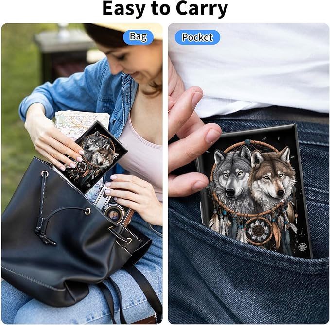 Metal Wallet,Credit Card Holder for Women Men,RFID Blocking Card Holder Wallet Mini Slim Aluminum Wallet ID Case Hard Card Case Business Card Holder Case,Dream Catcher Wolf - Image 4