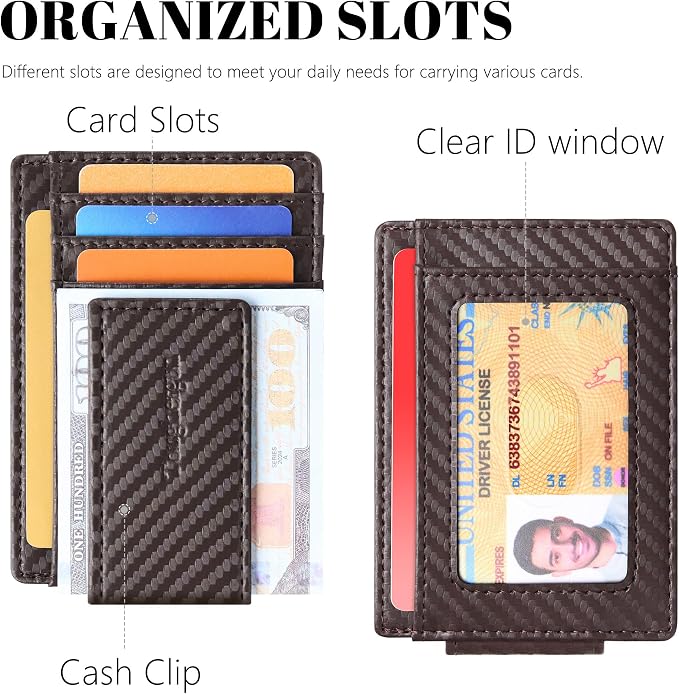 Toughergun Slim Wallet for Men RFID Blocking Money Clip, Minimalist Front Pocket Credit Card Holder, Magnetic Thin Mens Wallets with ID Window - Image 4