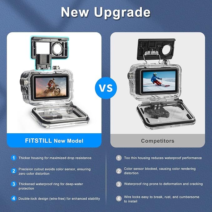 FitStill Waterproof Case for DJI Osmo Action 5pro/4/3 | 196FT/60M Underwater Diving Protective Housing,Dual-boot Design, Action 5 PRO/4/3 Accessories - Image 4