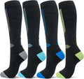 fenglaoda Compression Socks Women Men 4 Pairs, Knee High Support Socks for Running, Sports, Travel, Flight, Nurse by fenglaoda
