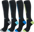 fenglaoda Compression Socks Women Men 4 Pairs, Knee High Support Socks for Running, Sports, Travel, Flight, Nurse by fenglaoda