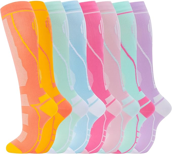 hello momoya Compression Socks for Women Men Circulation Knee High 8 Pairs for Nurses, Running, Travel, Athletic by HELLOMOMOYA