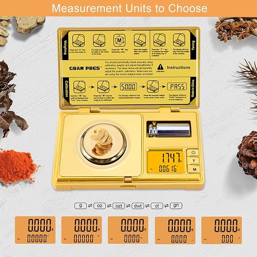 GRAM PRES High Precision Milligram Scale,Digital Mini Pocket Gram Scale | 50g/0.001g Mg Scale For Weighing Powders,Jewelry, Medicine, Gem, Reloading,Gold Scale With Cal Weight, Tweezer And Tray - Image 4