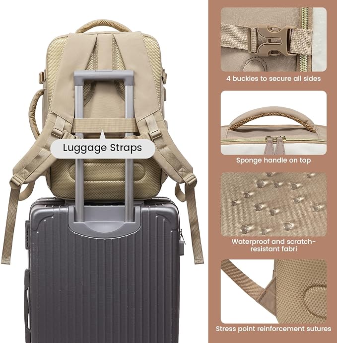 LOVEVOOK Travel Backpack for Women Men, 40L Carry On Backpack with 3 Packing Cubes,TSA Personal Item Travel Bag Airline Approved, Water Resistant Weekender Overnight Luggage Daypack - Image 8
