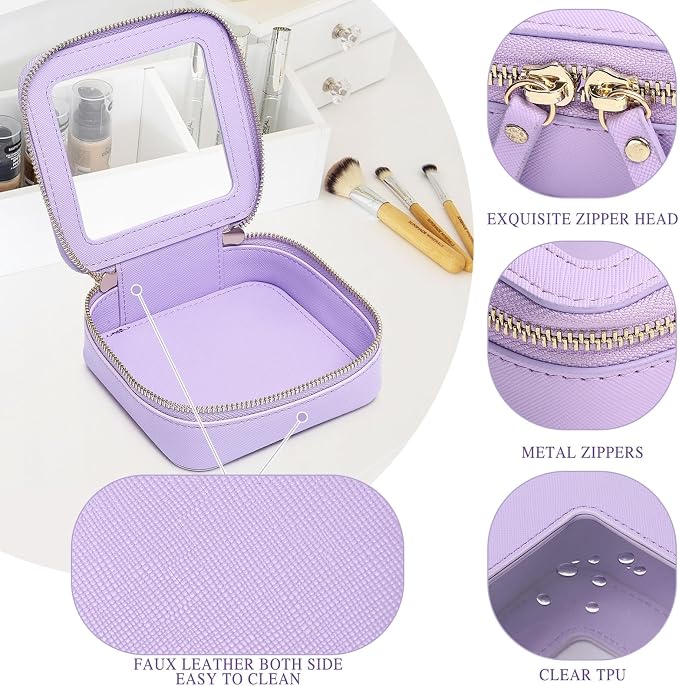 Pinkmik Mini Clear Makeup Bag, Purple, MINI | Small Size, Zipper Closure, Cosmetic & Toiletry Case, Purse Organizer, Car Essentials - Image 5