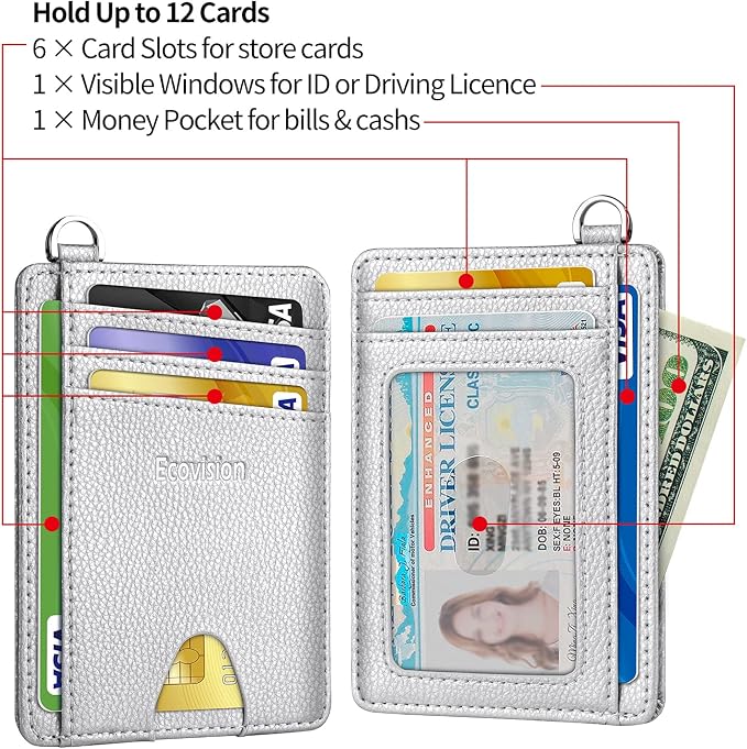 Slim Minimalist Front Pocket Wallet, RFID Blocking Credit Card Holder Wallet with Detachable D-Shackle for Men Women - Image 5