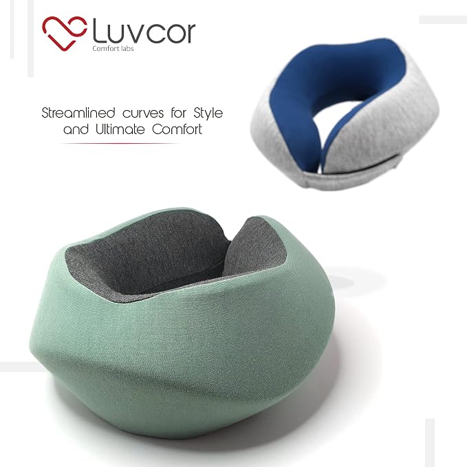 Premium Quality Memory Foam Travel Neck Pillow Bundle - Best Ergonomic Pillow for Airplane Travel, car Ride, Sleeping. Comes with Eye mask, earplugs and Storage Bag. (Imperial Green) - Image 8