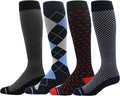 Dr. Motion 4 Pairs Men's Athletic Traveler Graduated Compression Knee High Socks by Dr.+Motion