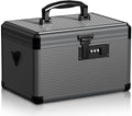 Medicine Lock Box with Code, Medication Lock Box with Removable Tray & Pocket Bag, Portable First Aid Box for Home&Travel, 12 * 7.7 * 7.9 Inch (Black) by Lockbako