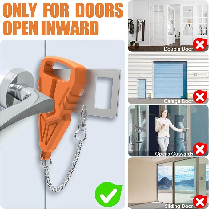 Multifunctional Portable Door Lock, Hotel Door Locks for Travelers or a Cell Phone Stand, Upgrade Lock for Door, Prevent Unauthorized Entry, Apartment Essentials(Orange) - Image 6