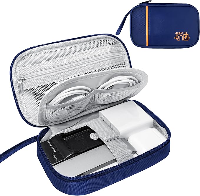 Lcsmaokin Travel Cable Organizer Bag Pouch Electronic Accessories Carry Case Portable Waterproof All-in-One Storage Bag for Cable,Charger, Phone, Hard Drive，SD Card-Navy Blue by Lcsmaokin