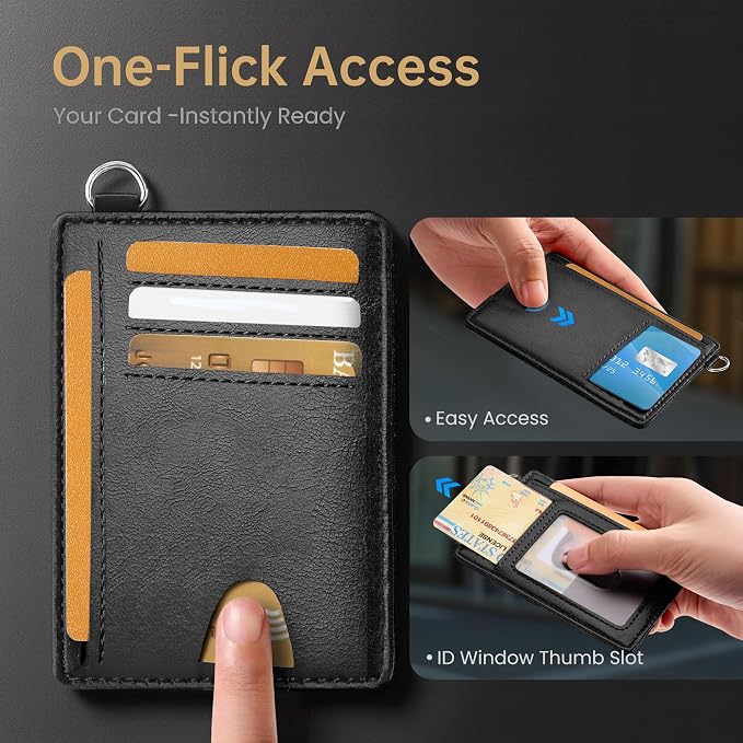 Mayski Slim Wallet, Credit Card Holder for Women, Minimalist Front Pocket RFID Blocking Card Cases, Small Wallet Women Men(Oiled Wax Black) - Image 6