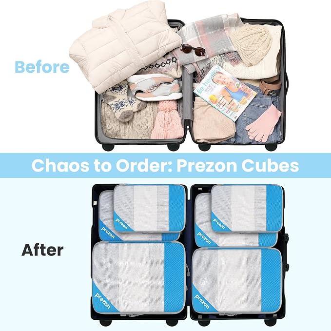 Compression Packing Cubes for Travel, Lightweight Vacation Travel Essentials, Travel Accessories for Suitcase Organizer Bags Set, Durable Luggage Organizer - Image 7