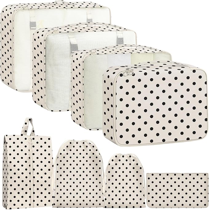 Packing Cubes for Travel - 8 Set Luggage Organizer Bags for Family, Mesh Breathable Packing Cubes for Suitcases Durable Travel Essentials Bags Set by YEEYAA