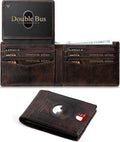 Wallet for Men Slim RFID Blocking Bifold Carbon Fiber,Minimalist Small Compact Front Pocket Credit Card Holder,Thin Mens Leather Wallets Smart Security With 2 ID windows 1 Cash (Retro Black & Brown) by Unknown