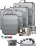 Veken 9/11 Set Compression Packing Cubes Garment Bags for Travel Essentials,Compressible Expandable Luggage Organizer Bags for Clothing,Space Saver Bags with Over 1000 pcs of Mesh Holes(Gray) by Veken