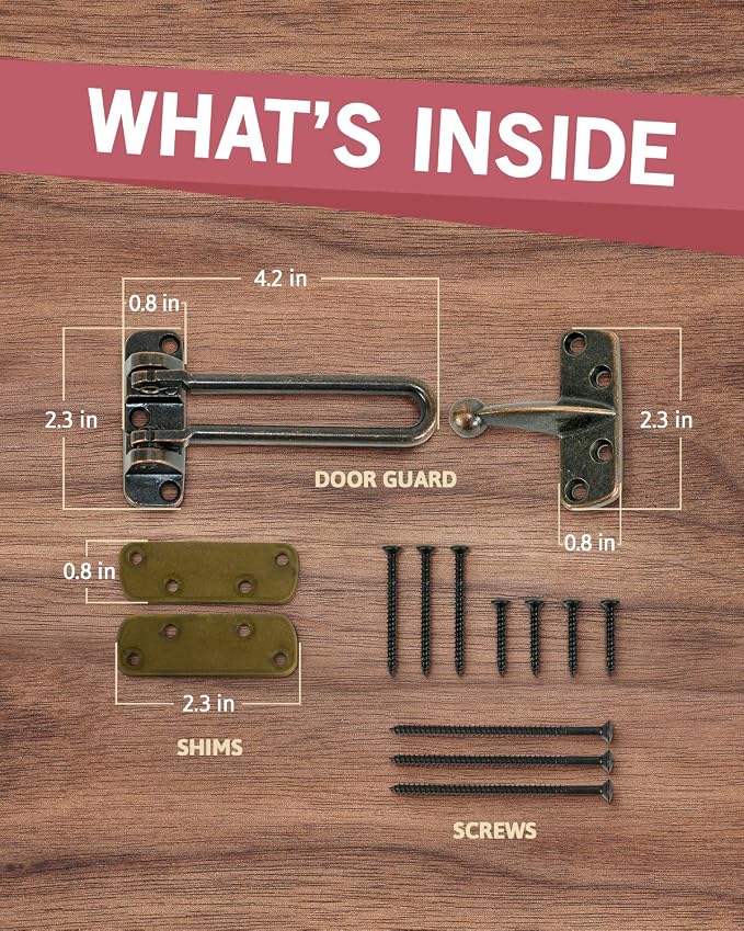Jack N’ Drill Swing Bar Door Lock Durable Door Guard for Back & Front Doors, Childproof Door Security Made from Reinforced Diecast Metal for Home Security (Oil Rubbed Bronze, 2 Pack) - Image 2