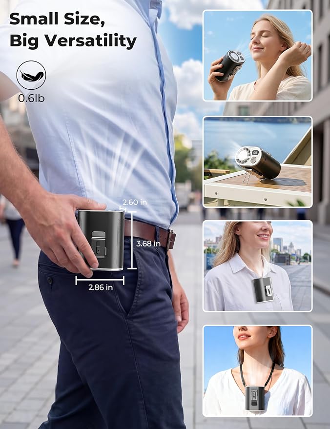 Portable Waist Fan with Ice Cooling, Instant Chill to 50℉, Mother Father Day Gifts for Mom Dad, Belt Clip Fan for Blue Collar Travel Camping Essentials, 12000RPM Cool Gadgets for Men Women 2026 - Image 5