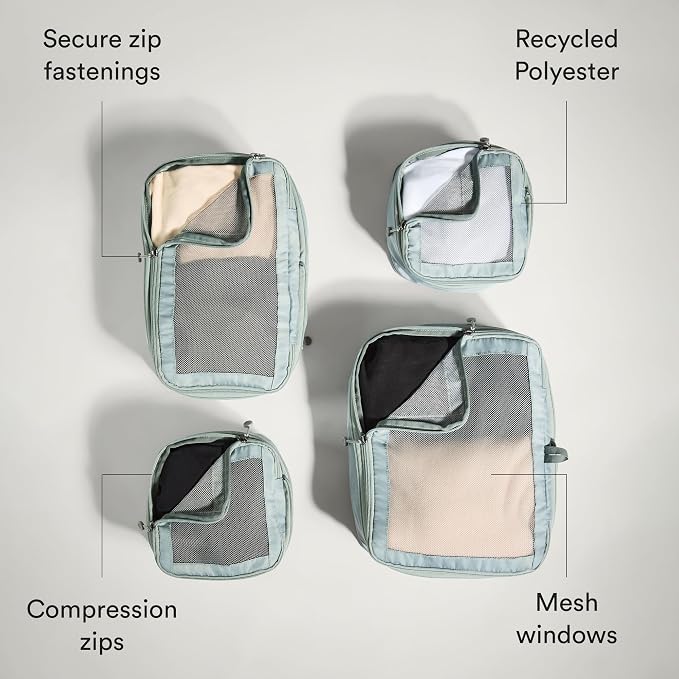 ANTLER - Compression Packing Cubes for Travel, Luggage Organiser for Suitcases or Bags, Travel Accessories, Set of 4, Mist Blue - Image 4