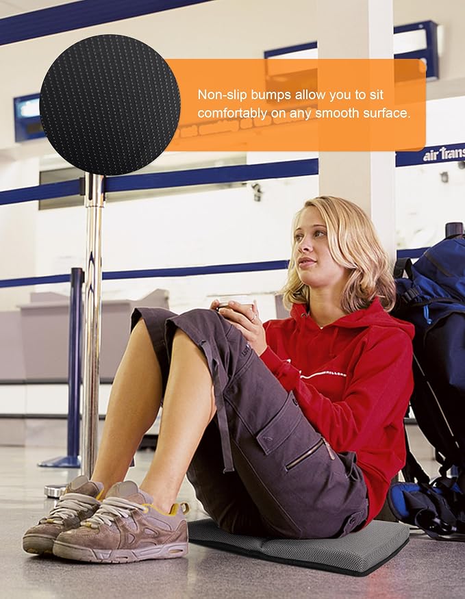 FASTMOMENT Portable Airplane Seat Cushion Foldable Seat Cushion for Travel | Thickened Cushion, Carrying Handle, Breathable Fabric, Washable Mesh Cover, Anti-Slip bottom, Lightweight for Flight Bleacher - Image 6