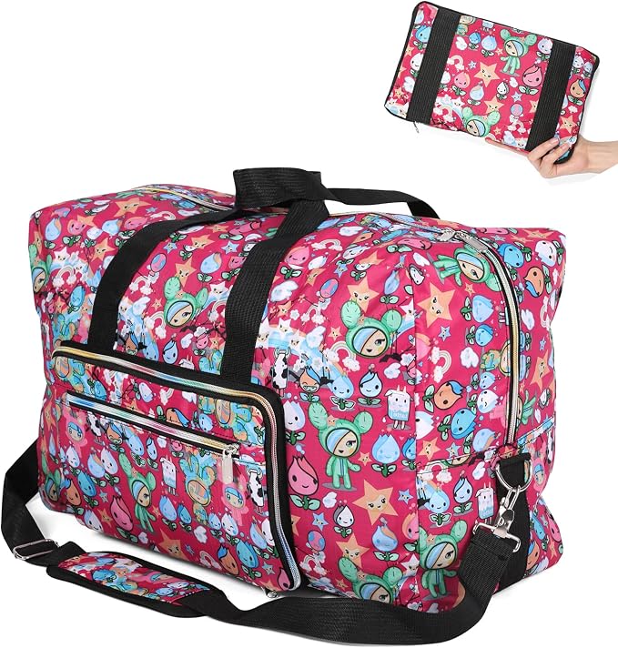 22" Foldable Large Travel Duffel Duffle Bag Sports Gym Tote Bag For Women Overnight Carryon Weekend Bag Shoulder Bag Water Resistant by Unknown