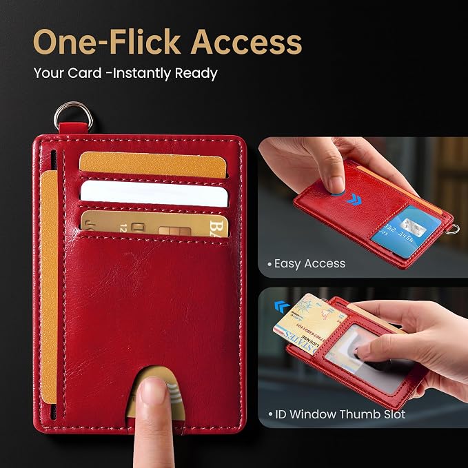 Mayski Slim Wallet, Credit Card Holder for Women, Minimalist Front Pocket RFID Blocking Card Cases, Small Wallet Women Men(Oiled Wax Cherry) - Image 7