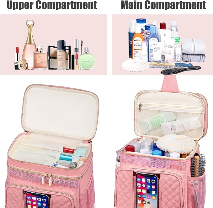 Tealari Large Toiletry Bag for Women Men,Bathroom Bag,Water Resistant Shower Bag,Makeup Bag,Portable Shower Caddy for College Dorm,Hanging Travel Toiletry Bag with Transparent Waterproof Phone Pocket - Image 6