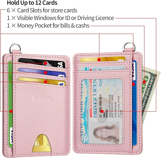 Slim Minimalist Front Pocket Wallet, RFID Blocking Credit Card Holder Wallet with Detachable D-Shackle for Men Women - Image 5