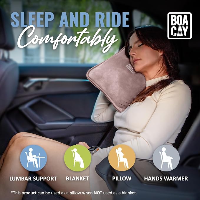 Soft & Warm Travel Blanket for Airplane & Car - Long Flight Essential for Women, Men, Kids - Compact Pillow with Luggage Sleeve & Backpack Clip - Image 6