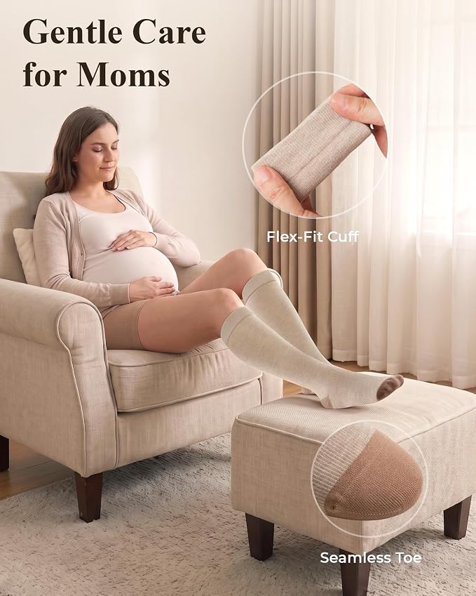 Compression Socks for Women 15-20 mmHg, Viscose from Bamboo, 3-Pair Knee High for Flying, Work & All-Day Comfort - Image 4
