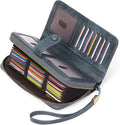 GAEKEAO Leather Credit Card Holder Wallet for Women RFID Blocking Large Capacity Bifold Zipper Card Case Organizer with Wristlet 45 Slots by GAEKEAO
