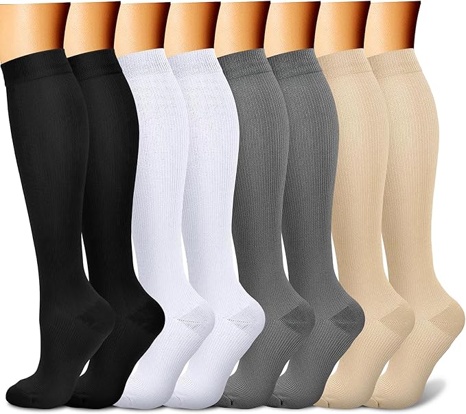 CHARMKING Compression Socks for Women & Men Circulation (8 Pairs) 15-20 mmHg Best Calf Socks Support for Athletic Cycling by CHARMKING