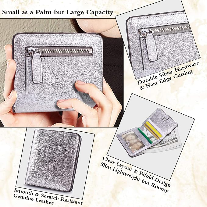 Small Leather Wallet for Women, Ladies Credit Card Holder RFID Blocking Women's Mini Bifold Pocket Purse - Image 3