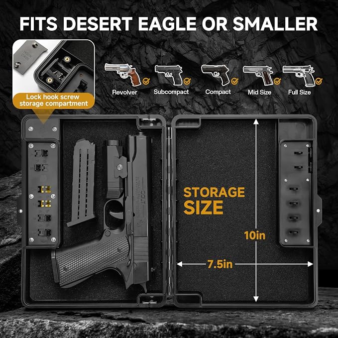 Gun Safe Alternative,Portable Gun Case Handgun Lock Box Quick Access Pistol Safe Small Handgun Storage with TSA Padlock,Instant Access Gun Box for Bedside and Car - Image 2
